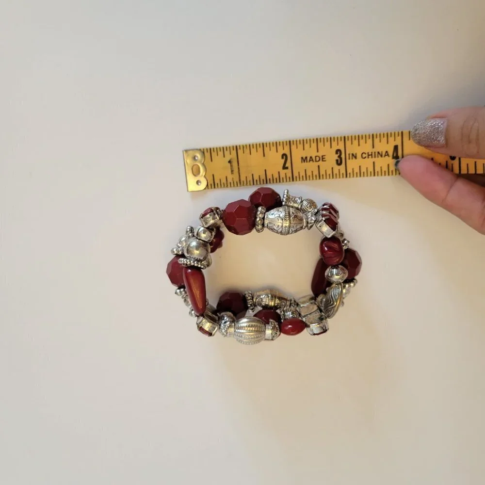 Chunky Red Beaded Bracelet